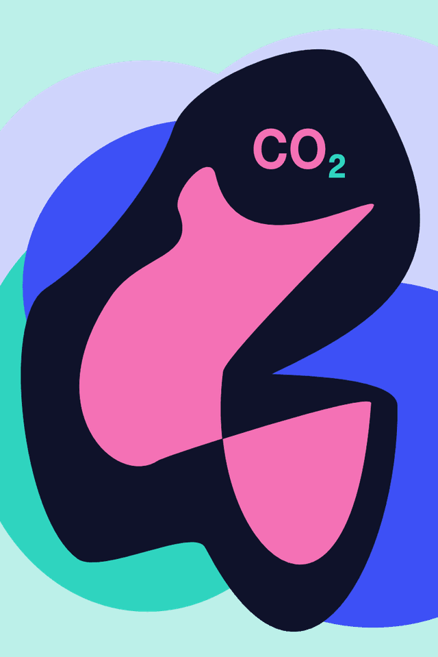 Illustrasjon av skyer/gasser med CO2 og utslippsfaktorer.no logo